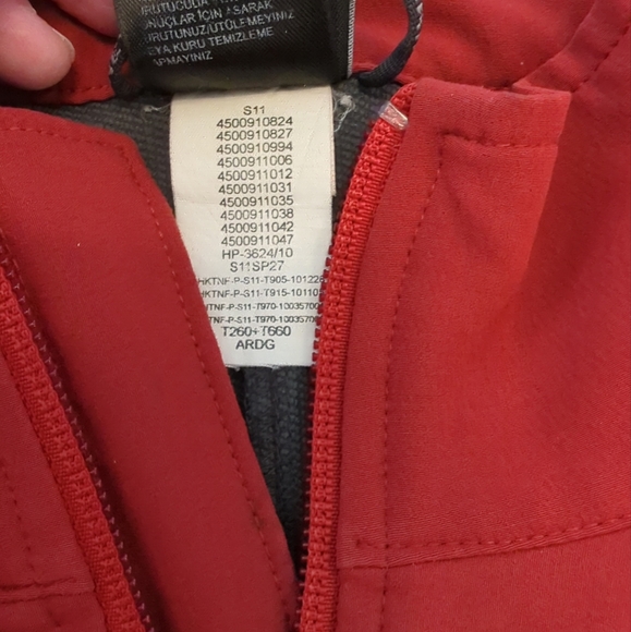 The North Face TNF APEX Softshell Full Zip Jacket Size Large Red Dark Grey EUC - Picture 7 of 8